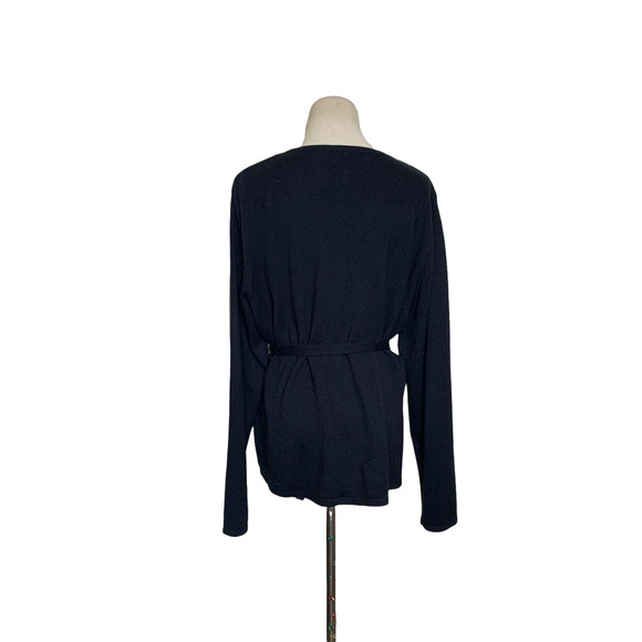 Sag Harbor black buttoned belted cardigan with attached top size XL - Picture 3 of 7